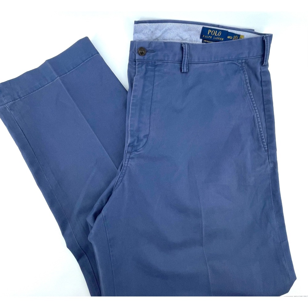 Polo Ralph Lauren Mens Blue Stretch Straight Fit Chino Pants 40/32 7.0 oz Twill